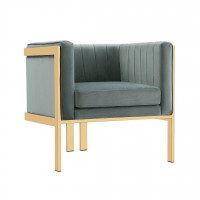 Manhattan Comfort AC053-GY Paramount Warm Grey and Polished Brass Velvet Accent Armchair